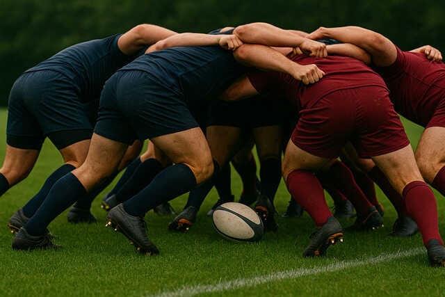 Rugby players clash