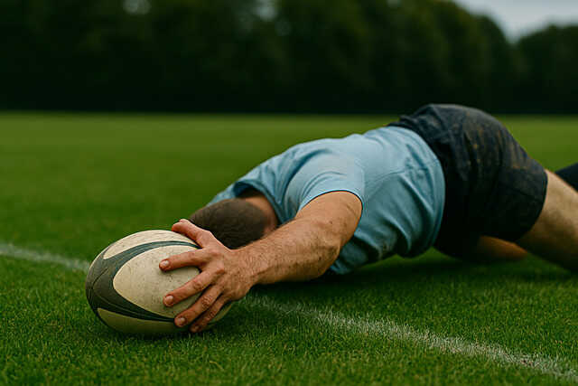 Rugby player jumping